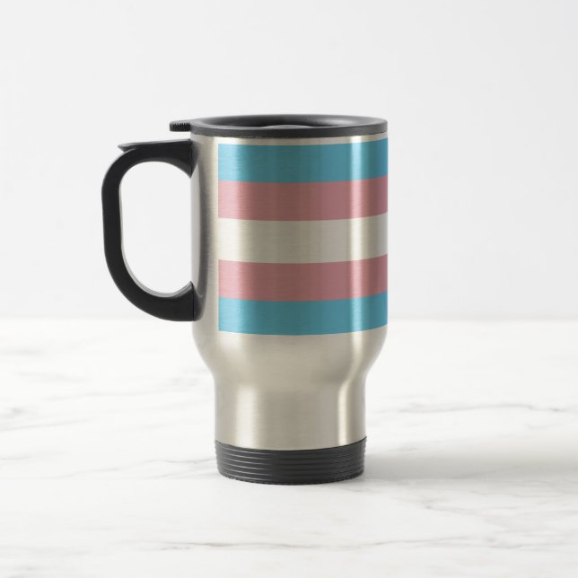 SlipperyJoe's transgender pride flag visibility di Travel Mug (Left)