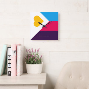 SlipperyJoe's Tricolor Polyamory Pride Flag gay gi Square Wall Clock