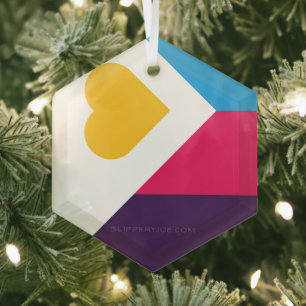 SlipperyJoe's Tricolor Polyamory Pride Flag LGBTQI Glass Tree Decoration