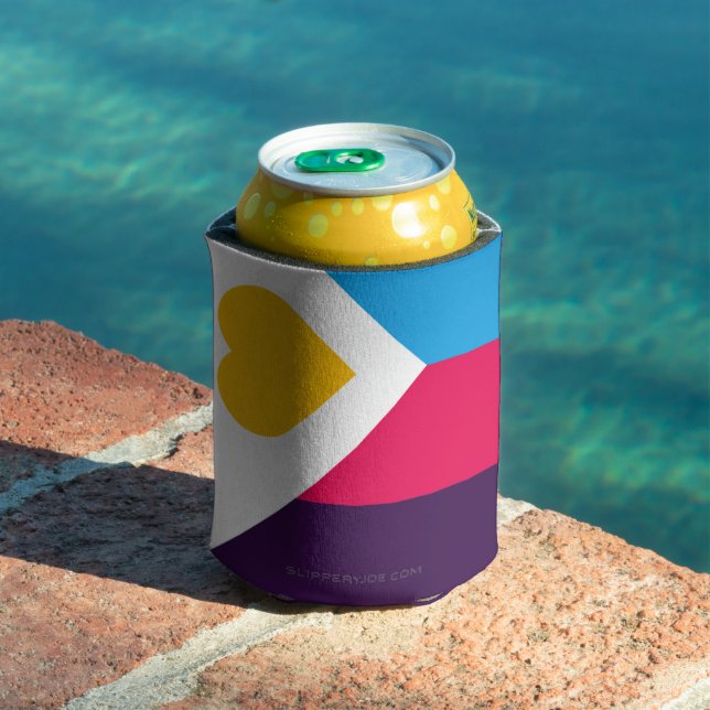 SlipperyJoe's tricolor polyamory pride flag three  Can Cooler (In Situ Pool)