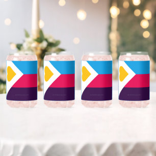 SlipperyJoe's tricolor polyamory pride flag three Can Glass