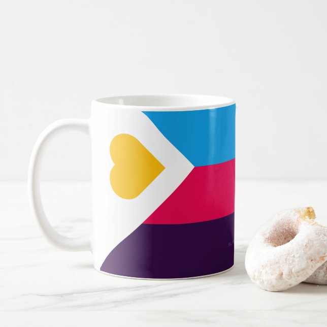 SlipperyJoe's tricolor polyamory pride flag three  Coffee Mug (With Donut)