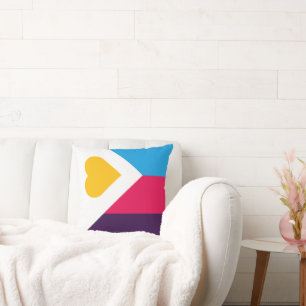 SlipperyJoe's tricolor polyamory pride flag three Cushion