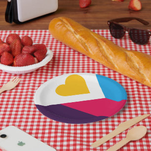 SlipperyJoe's tricolor polyamory pride flag three Paper Plate