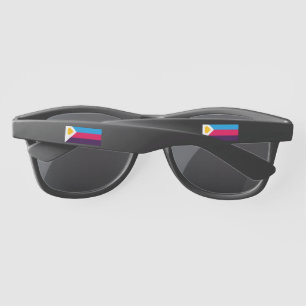 SlipperyJoe's tricolor polyamory pride flag three Sunglasses