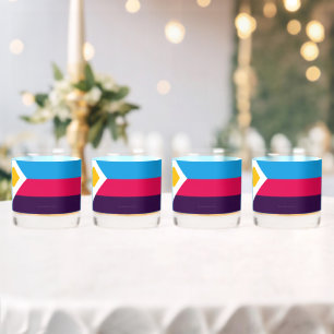 SlipperyJoe's tricolor polyamory pride flag three  Whiskey Glass