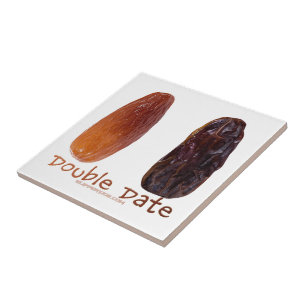 SlipperyJoe's Two Dates Double Date funny shrivele Ceramic Tile