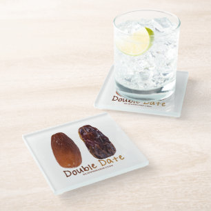 SlipperyJoe's two dates shrivelled wrinkled prunes Glass Coaster