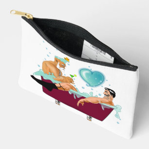 SlipperyJoe's two gay men love cartoon bathtub soa Accessory Pouch