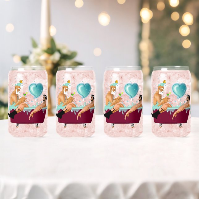 SlipperyJoe's two gay men love cartoon bathtub soa Can Glass (Insitu (Wedding))