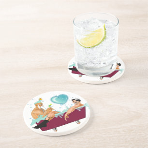 SlipperyJoe's two gay men love cartoon bathtub soa Coaster