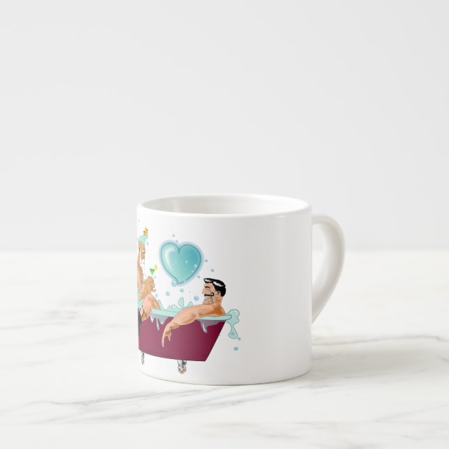 SlipperyJoe's two gay men love cartoon bathtub soa Espresso Cup (Front Right)