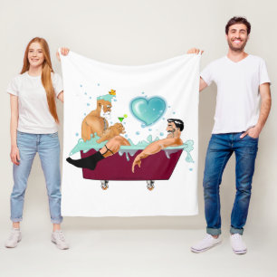 SlipperyJoe's two gay men love cartoon bathtub soa Fleece Blanket