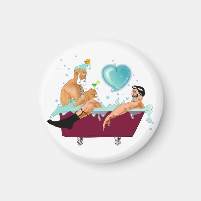 SlipperyJoe's two gay men love cartoon bathtub soa Magnet (Front)