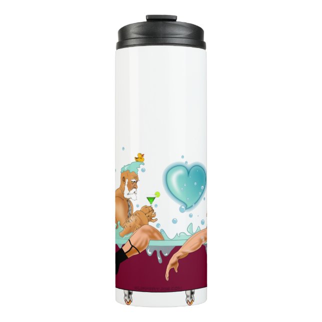SlipperyJoe's two gay men love cartoon bathtub soa Thermal Tumbler (Front)