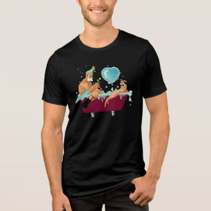 SlipperyJoe's two gay men love cartoon bathtub soa Tri-Blend Shirt