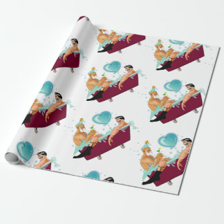 SlipperyJoe's two gay men love cartoon bathtub soa Wrapping Paper