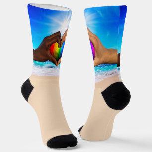SlipperyJoe's two Hearted hands interracial male h Socks