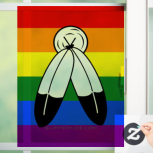 SlipperyJoe's two-spirit pride flag Indigenous sym