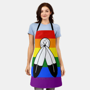 SlipperyJoe's two-spirit pride flag Indigenous sym Apron