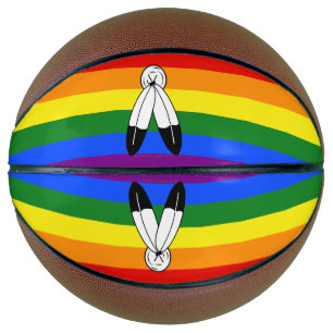 SlipperyJoe's two-spirit pride flag Indigenous sym Basketball