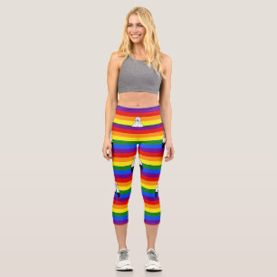 SlipperyJoe's two-spirit pride flag Indigenous sym Capri Leggings