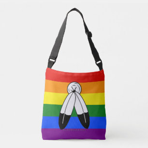SlipperyJoe's two-spirit pride flag Indigenous sym Crossbody Bag