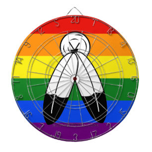 SlipperyJoe's two-spirit pride flag Indigenous sym Dartboard