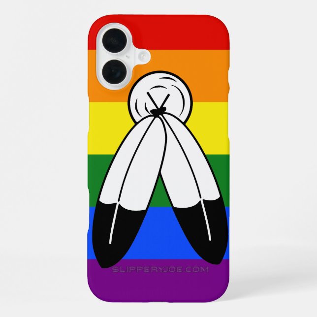 SlipperyJoe's two-spirit pride flag Indigenous sym iPhone Case (Back)