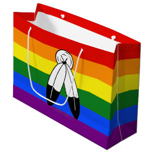 SlipperyJoe's two-spirit pride flag Indigenous sym Large Gift Bag