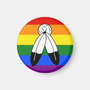 SlipperyJoe's two-spirit pride flag Indigenous sym Magnet