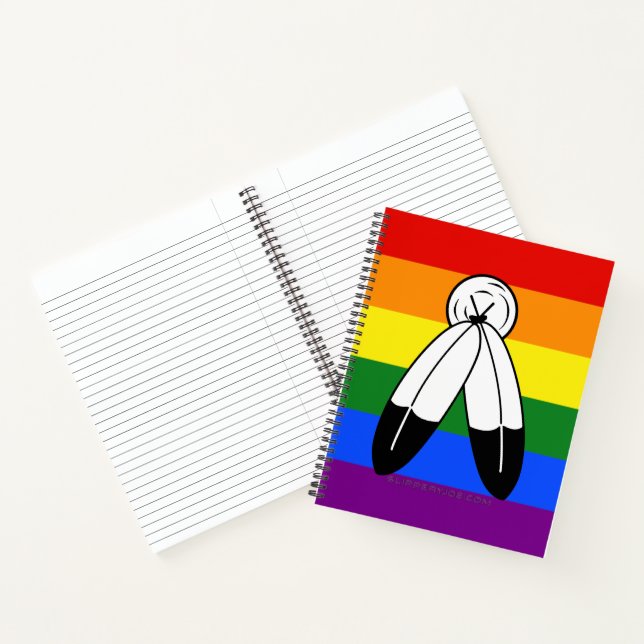SlipperyJoe's two-spirit pride flag Indigenous sym Notebook (Inside)