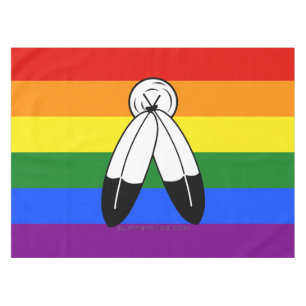 SlipperyJoe's two-spirit pride flag Indigenous sym Tablecloth