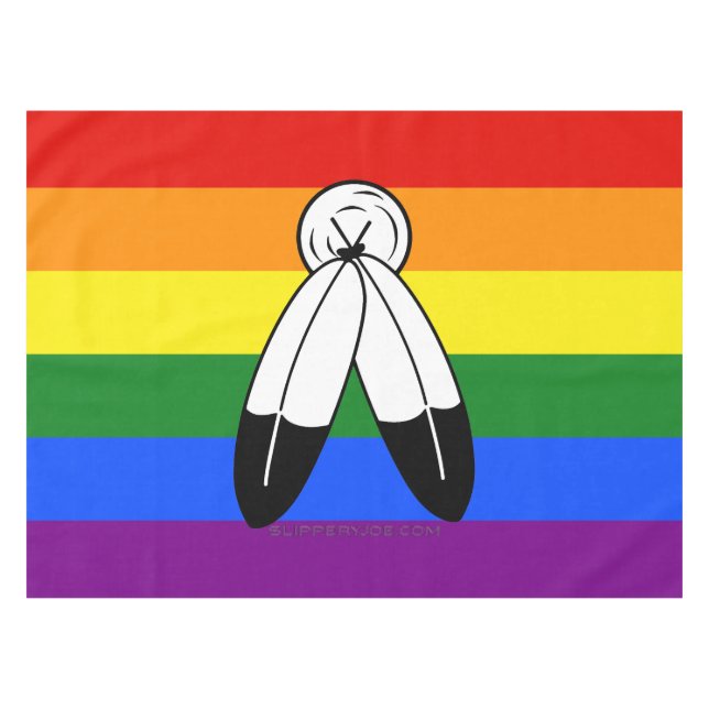 SlipperyJoe's two-spirit pride flag Indigenous sym Tablecloth (Front (Horizontal))