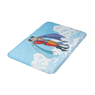 Slipperyjoe's two superheroes kissing characters f bath mat