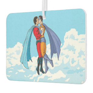Slipperyjoe's two superheroes kissing characters f car air freshener