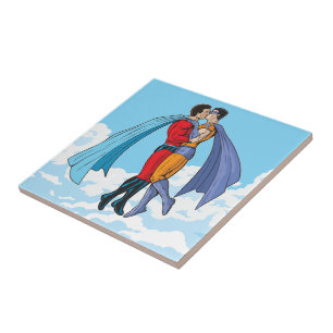 Slipperyjoe's two superheroes kissing characters f ceramic tile