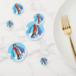 Slipperyjoe's two superheroes kissing characters f confetti