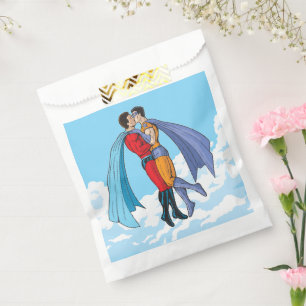 Slipperyjoe's two superheroes kissing characters f favour bag
