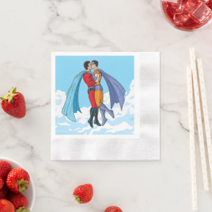 Slipperyjoe's two superheroes kissing characters f napkin