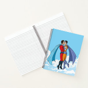 Slipperyjoe's two superheroes kissing characters f notebook