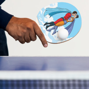 Slipperyjoe's two superheroes kissing characters f ping pong paddle