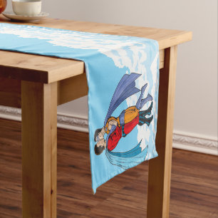 Slipperyjoe's two superheroes kissing characters f short table runner