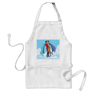 Slipperyjoe's two superheroes kissing characters f standard apron