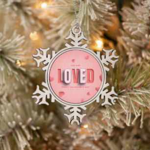 SlipperyJoe's Valentine's Day gifts romantic tone Snowflake Pewter Christmas Ornament