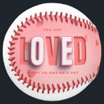 SlipperyJoe's Valentine's Day gifts romantic tone Softball<br><div class="desc">SlipperyJoe's Valentine's Day gifts romantic tone scattered heart shapes expressing love appreciation uplifting inclusive and affectionate tone vibrant celebratory graphic warmth affection soft pink canvas background you are loved text LGBTQIA white letters red outlines shadow artistic three-dimensional standout effect playful 3D-elements bold typography</div>