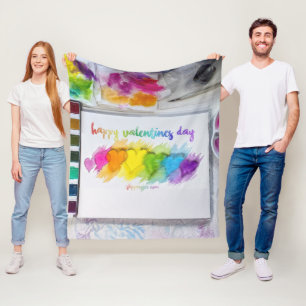 SlipperyJoe's Valentine's Day sentiment LGBTQ+ gay Fleece Blanket