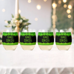 SlipperyJoe's vegan feminist attention-grabbing br Stemless Wine Glass