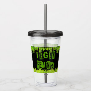 SlipperyJoe's Vegan feminist grass word block lett Acrylic Tumbler