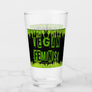 SlipperyJoe's Vegan feminist grass word block lett Glass